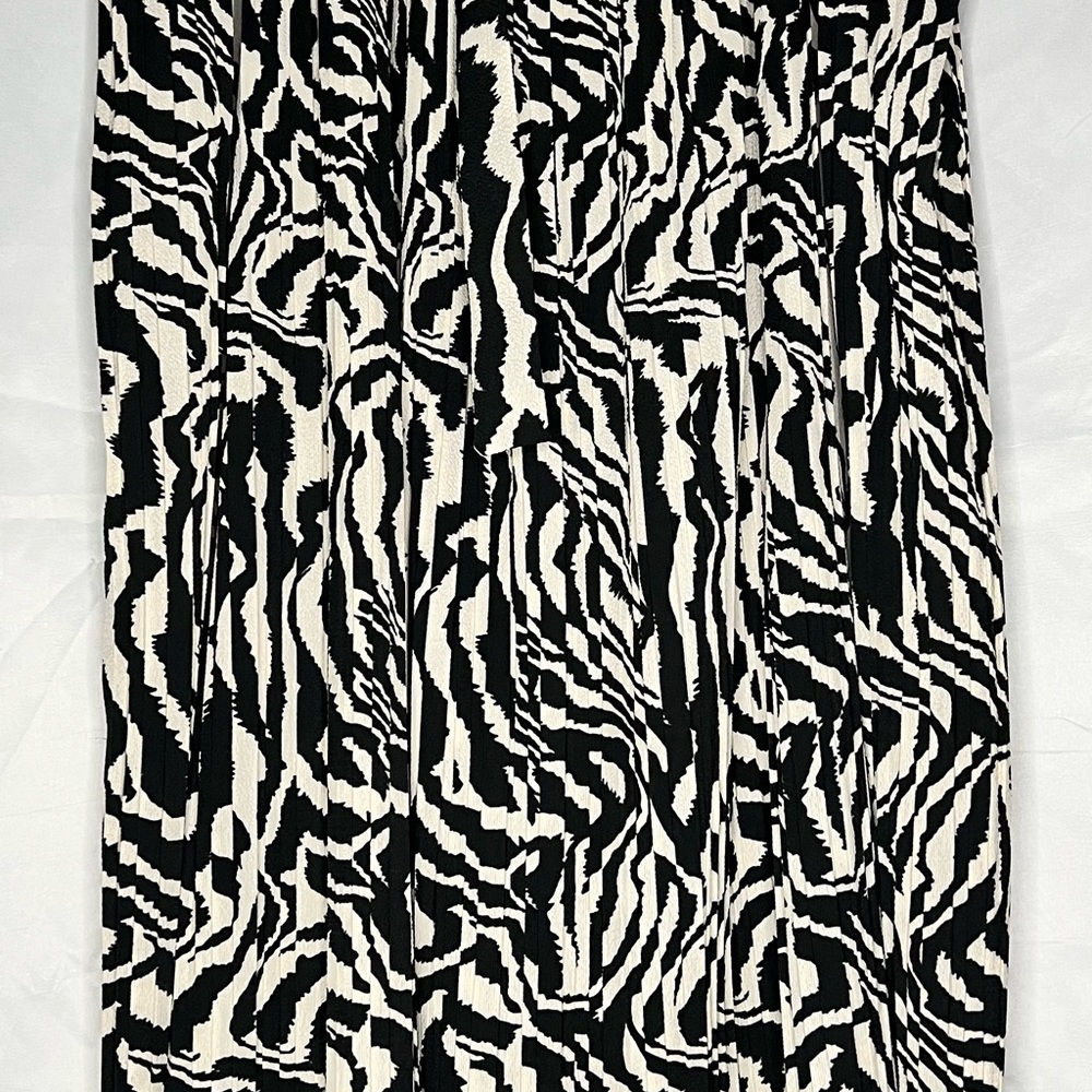 Alice Blue Boho Flowy Feminine Black and White Zebra-Print Midi Skirt